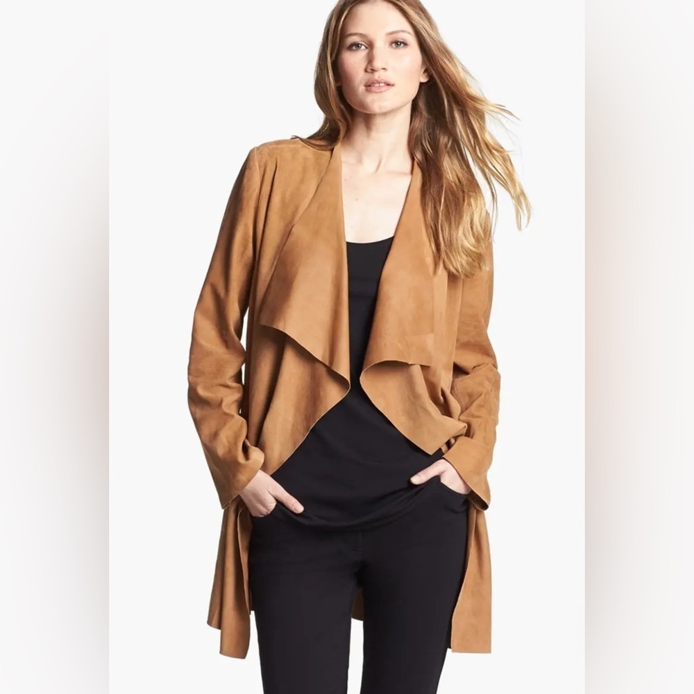 NWT! JOIE - Faux-Sude / Vegan Open front Jacket-topper in Camel. 1X
